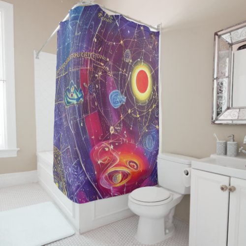 Abstract Cosmic Diagram Shower Curtain