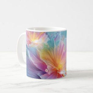 Abstract cosmic floral explosion in pastel coffee mug