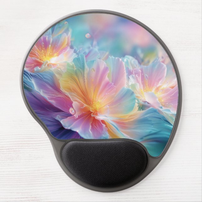 Abstract cosmic floral explosion in pastel gel mouse pad (Front)