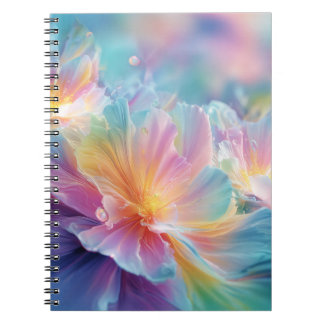 Abstract cosmic floral explosion in pastel notebook