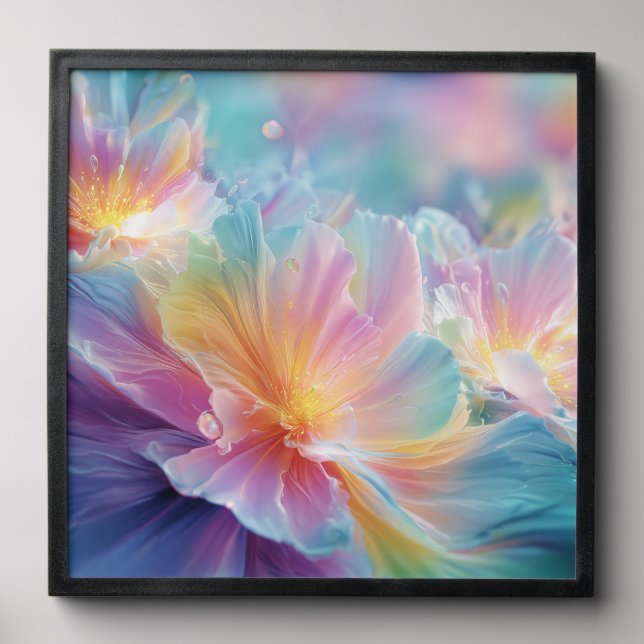Abstract cosmic floral explosion in pastel peel and stick photo tile (Front Set)