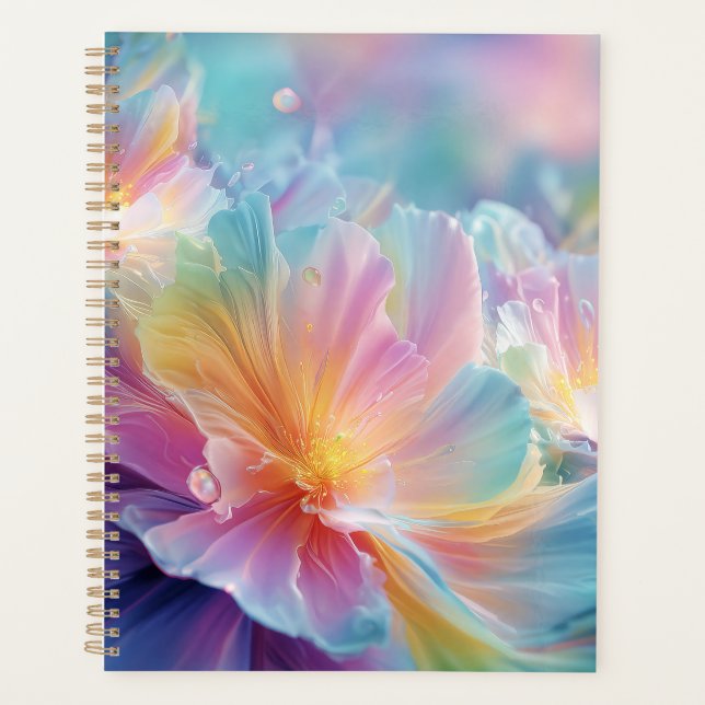 Abstract cosmic floral explosion in pastel planner (Front)
