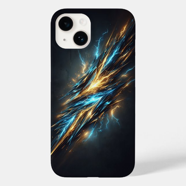 Abstract Cosmic Lightning Bolt - Electric Blue and Case-Mate iPhone Case (Back)