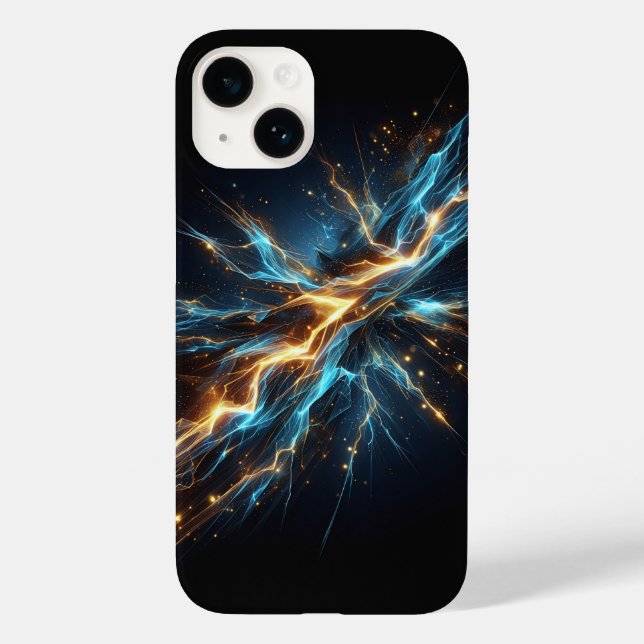 Abstract Cosmic Lightning Bolt - Electric Blue and Case-Mate iPhone Case (Back)