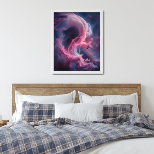 Abstract Cosmic Nebula Swirling Colors Framed Art