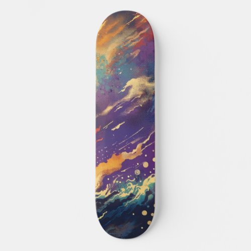 Abstract Cosmic Storm A Grunge Art Explosion Skateboard