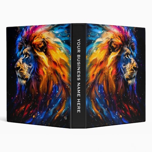 Abstract Cosmic Wildlife Lion Portrait 3 Ring Binder