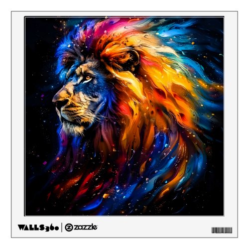 Abstract Cosmic Wildlife Lion Portrait Wall Decal