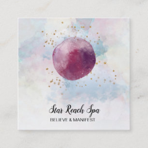 *~* Abstract Cosmo Stars Watercolor Sky Universe Square Business Card