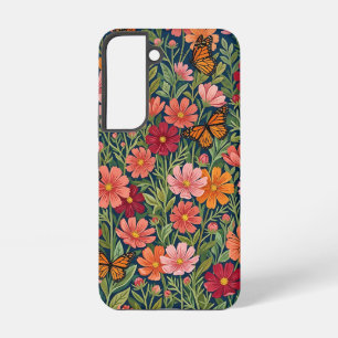 Abstract Cosmos Flowers Butterflies Samsung Cases