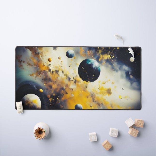 Abstract Cosmos: Planets in Dance Desk Mat (Kids Table)