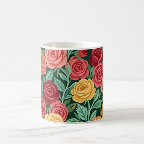 Abstract Cottagecore Roses Butterflies Coffee Mug