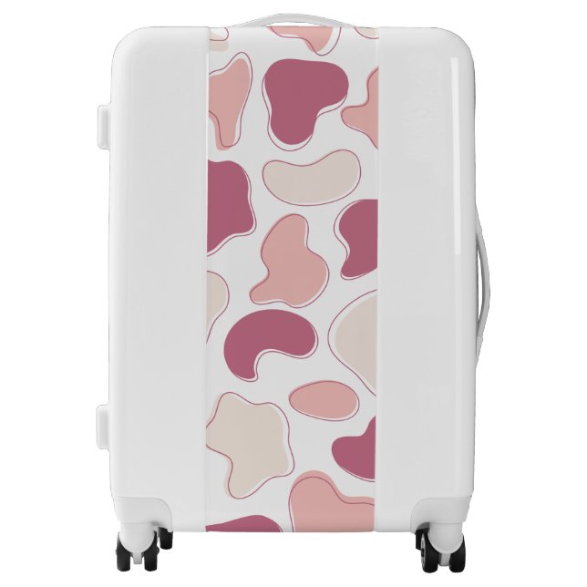 Abstract Cow Print Luggage Elegant Pink (Front)