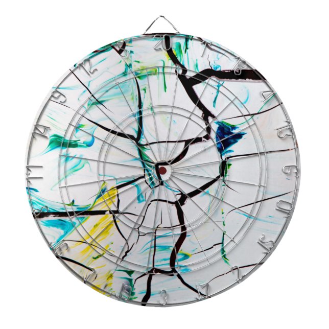 Abstract Cracks in Green Yellow Blue Dart Board (Front)