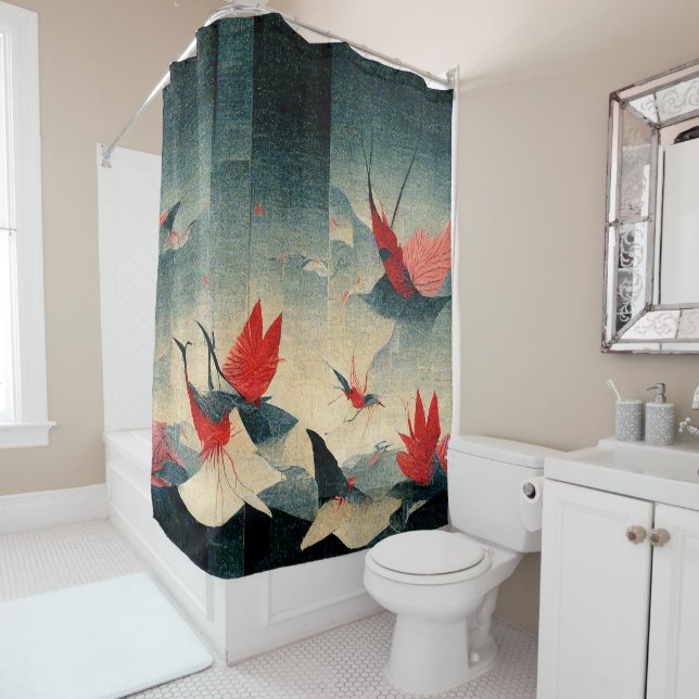 Abstract Crane Symphony  Shower Curtain (In Situ)
