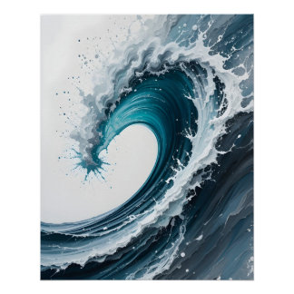Abstract Crashing Ocean Wave Poster
