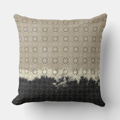 Abstract Cream Grey Bronze Vintage Pattern Outdoor Pillow