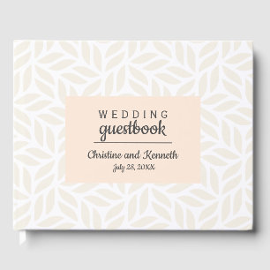 Abstract cream leaves Wedding Personalized Flower Guest Book