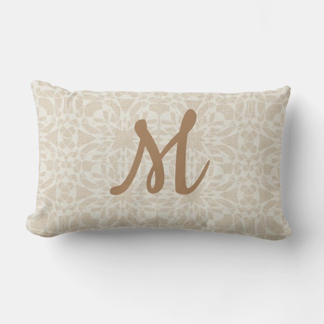 Abstract Cream Linen Vintage Style Pattern Pillow (Front)