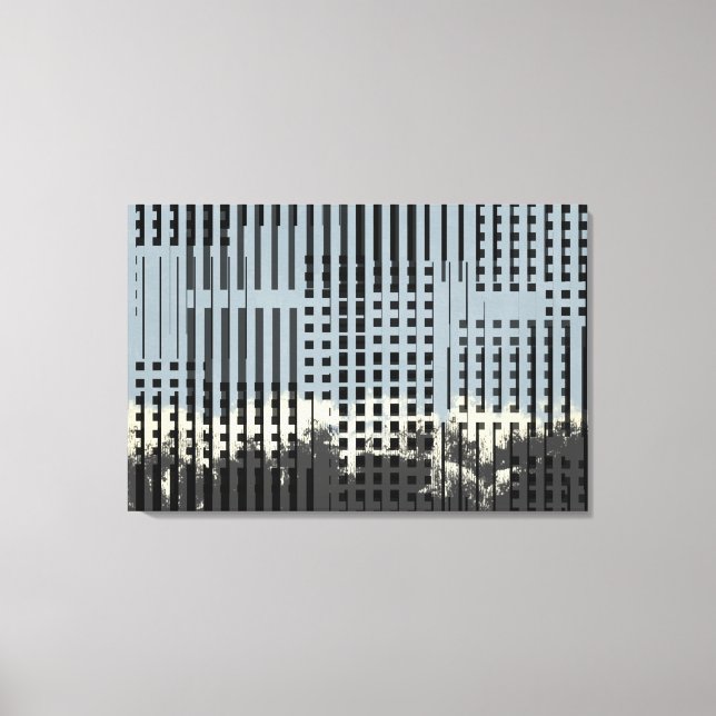 Abstract Cream, Teal, & Black Stripe Pattern Canvas Print (Front)