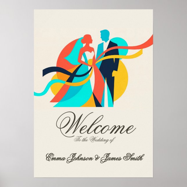 Abstract Cream Wedding Poster  (Front)