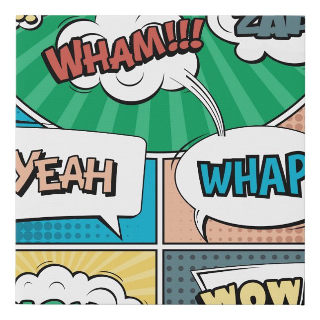 Abstract creative concept comic pop art style blan faux canvas print (Front)