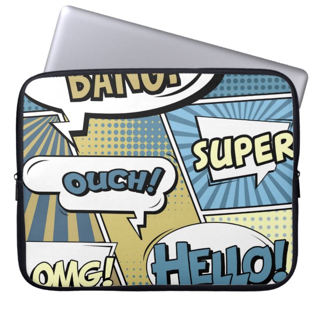 Abstract creative concept comic pop art style blan laptop sleeve (Front)