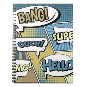 Abstract creative concept comic pop art style blan notebook