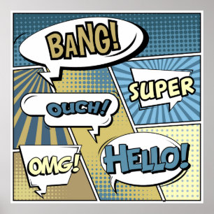 Abstract creative concept comic pop art style blan poster