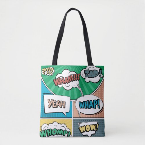 Abstract creative concept comic pop art style blan tote bag