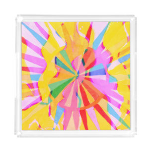 Abstract creative drawing, colorful background. acrylic tray