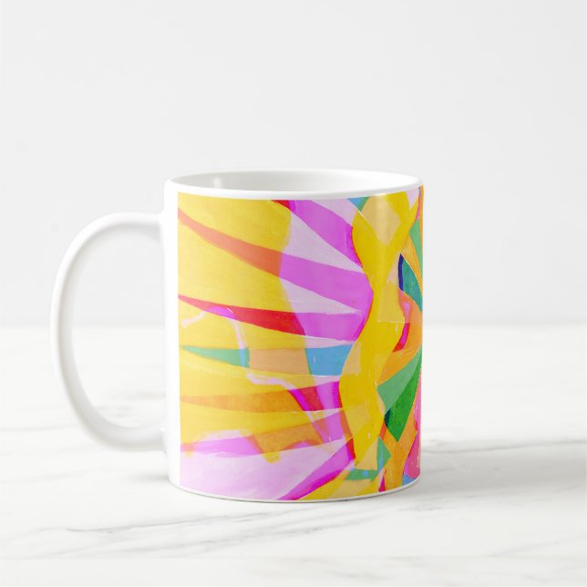 Abstract creative drawing, colorful background. coffee mug (Left)