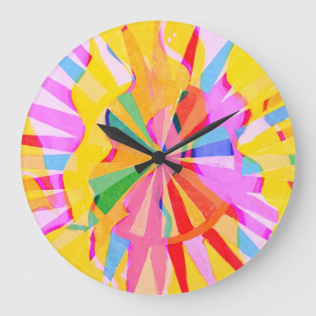 Abstract creative drawing, colorful background. large clock (Front)