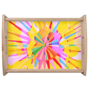 Abstract creative drawing, colorful background. serving tray