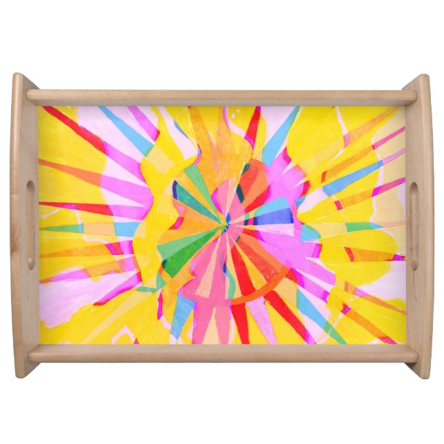 Abstract creative drawing, colorful background. serving tray (Front)