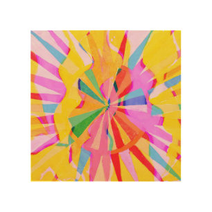 Abstract creative drawing, colorful background. wood wall art
