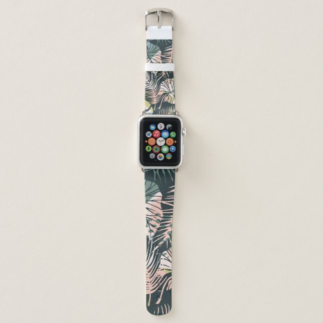 Abstract creative seamless pattern with tropical p apple watch band (Front)