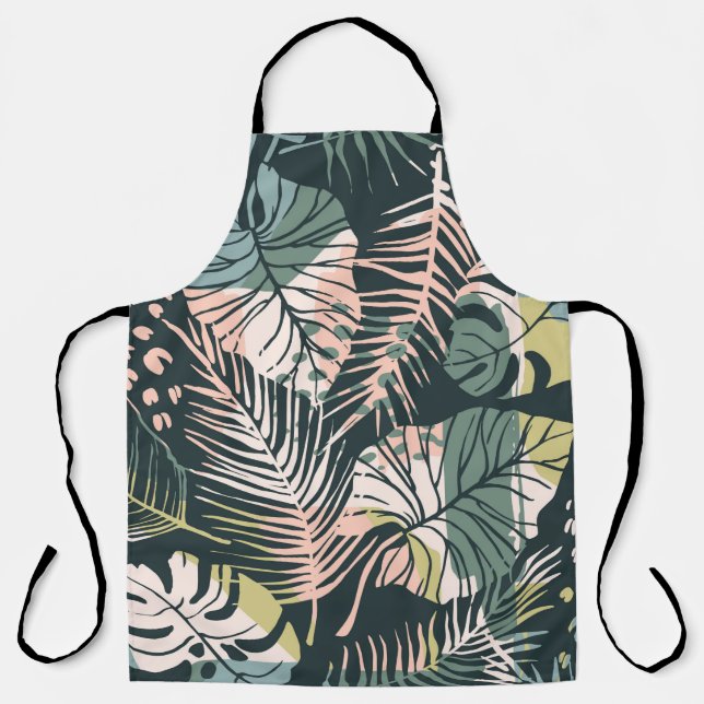 Abstract creative seamless pattern with tropical p apron (Front)