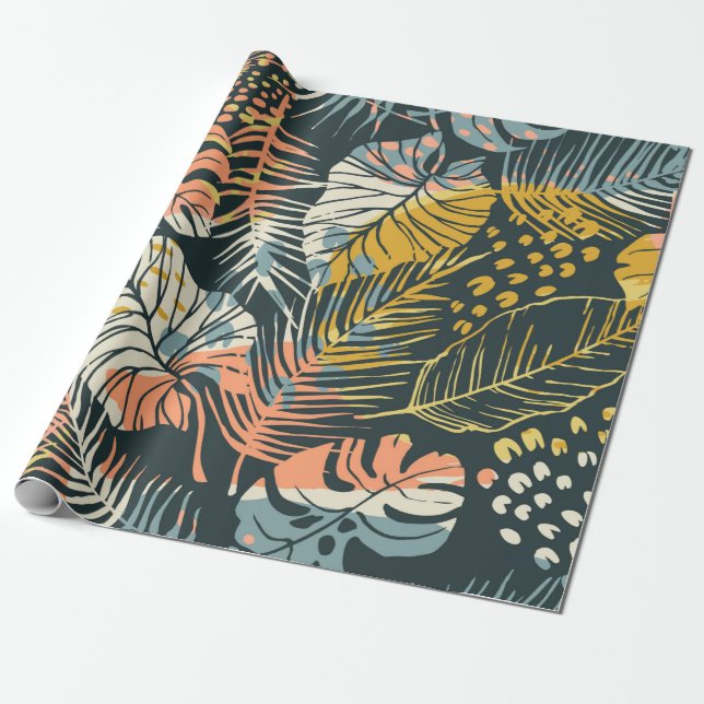 Abstract creative seamless pattern with tropical p wrapping paper (Unrolled)