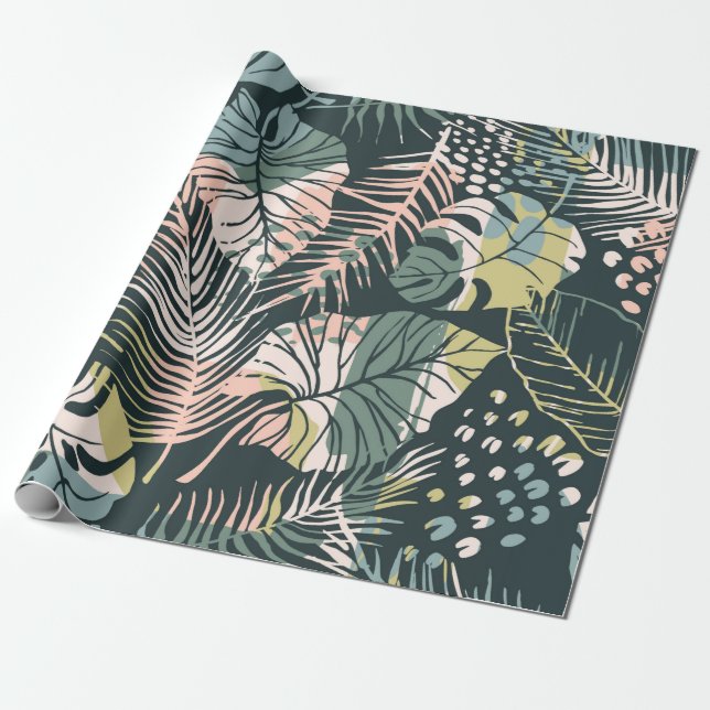 Abstract creative seamless pattern with tropical p wrapping paper (Unrolled)