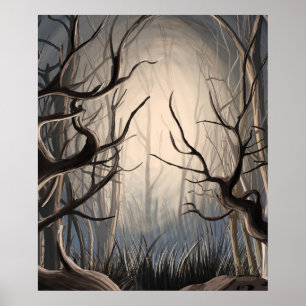 Abstract Creepy Twisted Tree Branches Poster Print