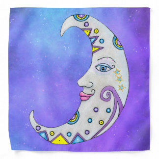 Abstract Crescent Moon Colorful decorations Purple Bandana