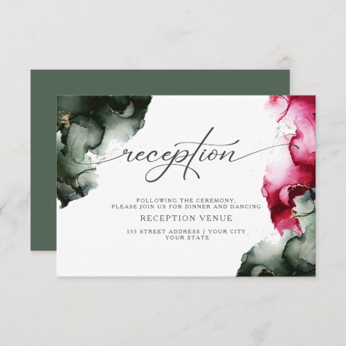 Abstract Crimson and Sage Green Reception Invitation