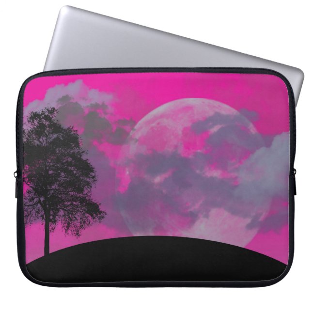 Abstract Crimson Moon Laptop Computer Sleeve (Front)