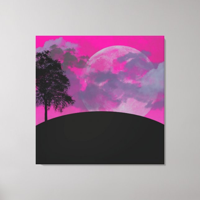 Abstract Crimson Moon Wrapped Canvas Print (Front)