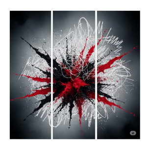Abstract Crimson Rage Triptych Art
