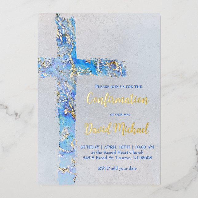 abstract cross Confirmation Foil Invitation (Front)