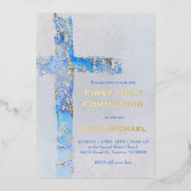 abstract cross First Holy Communion Foil Invitation (Front)