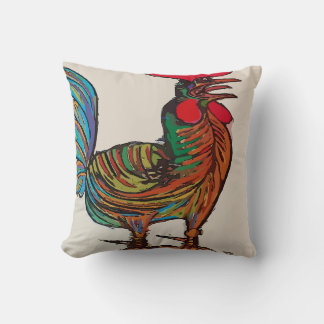 Abstract Crowing Rooster Throw Pillow