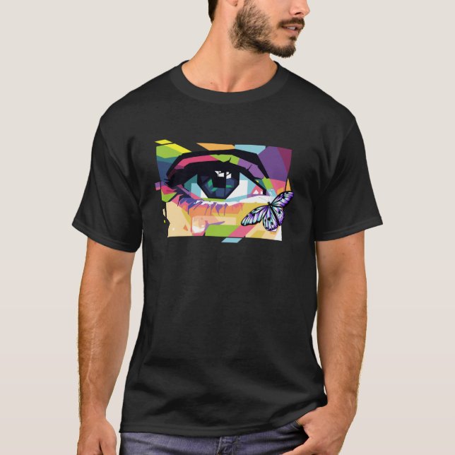 Abstract Crying Eye Purple Butterfly Soft Girl Aes T-Shirt (Front)